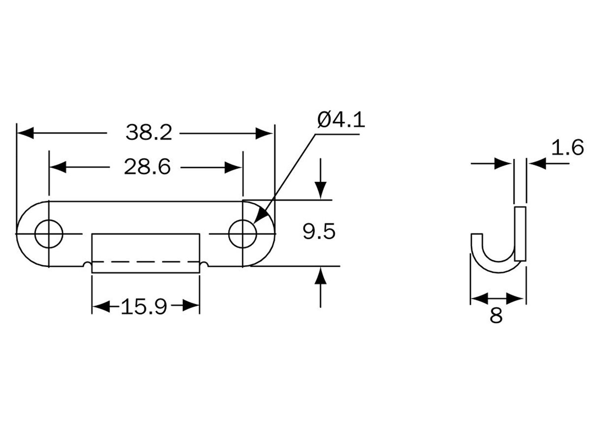 18 Series | Catchplate | Type 1 dimension guide