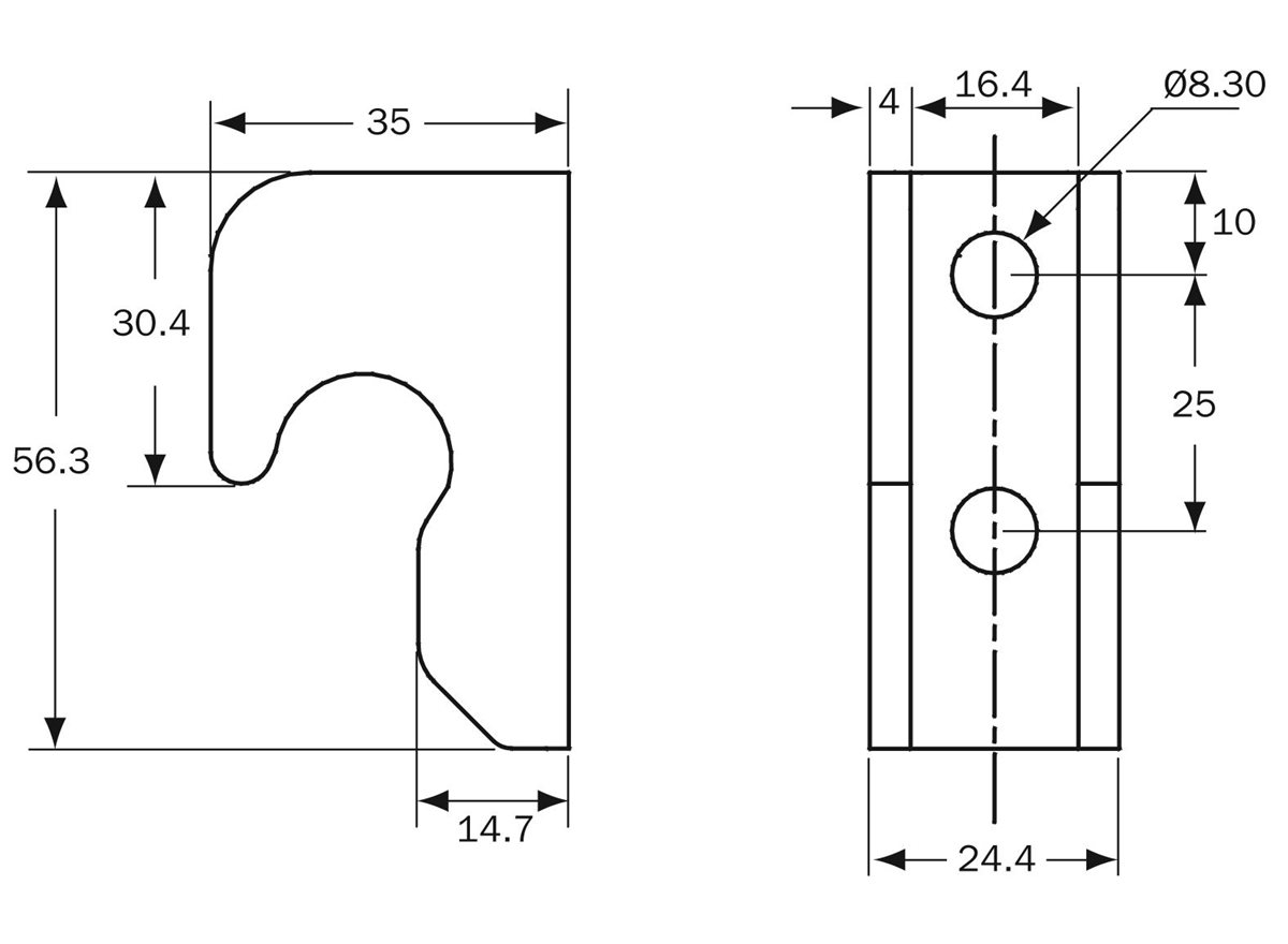 43 Series | Catchplate | Type 4 dimension guide
