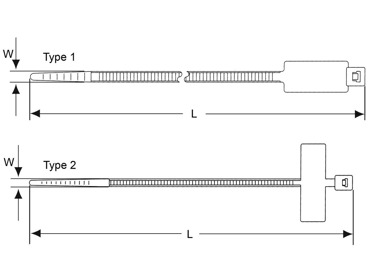 Identification Cable Ties dimension guide