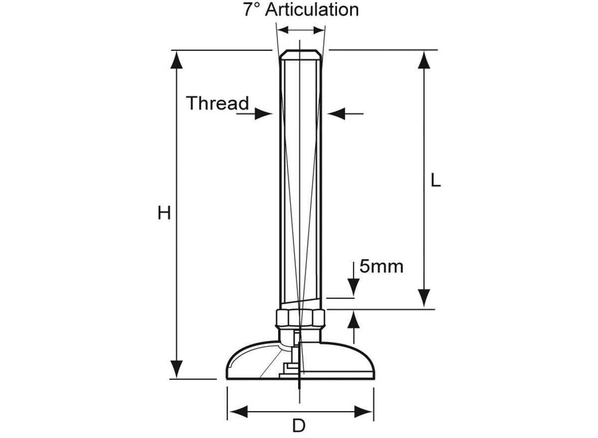 Levelling Feet | Vibration Dampening Machine Mount dimension guide