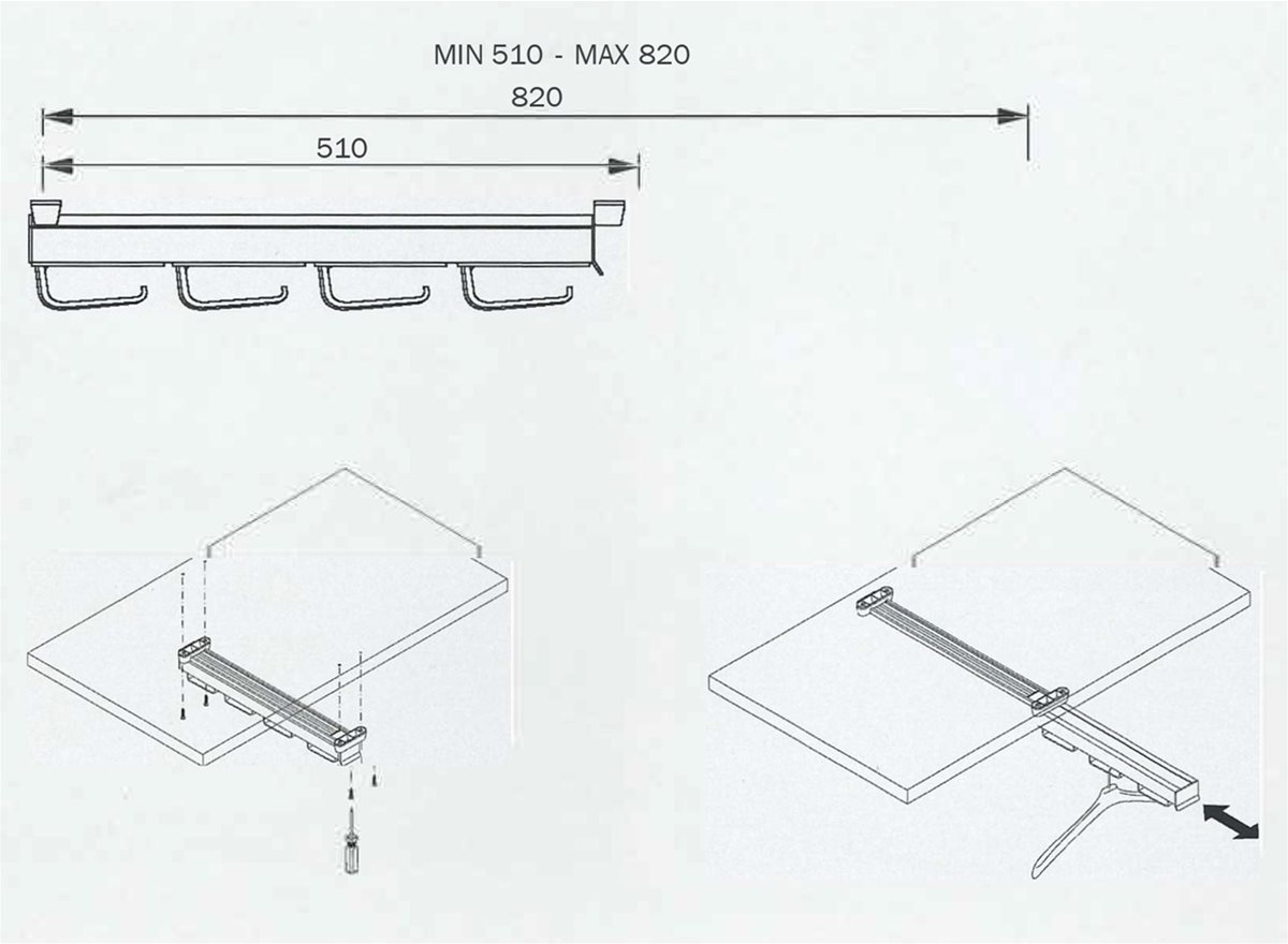 Pull-Out Suit and Jacket Hanger Rack dimension guide
