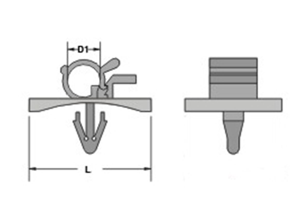 Push-In Double Locking Clips dimension guide