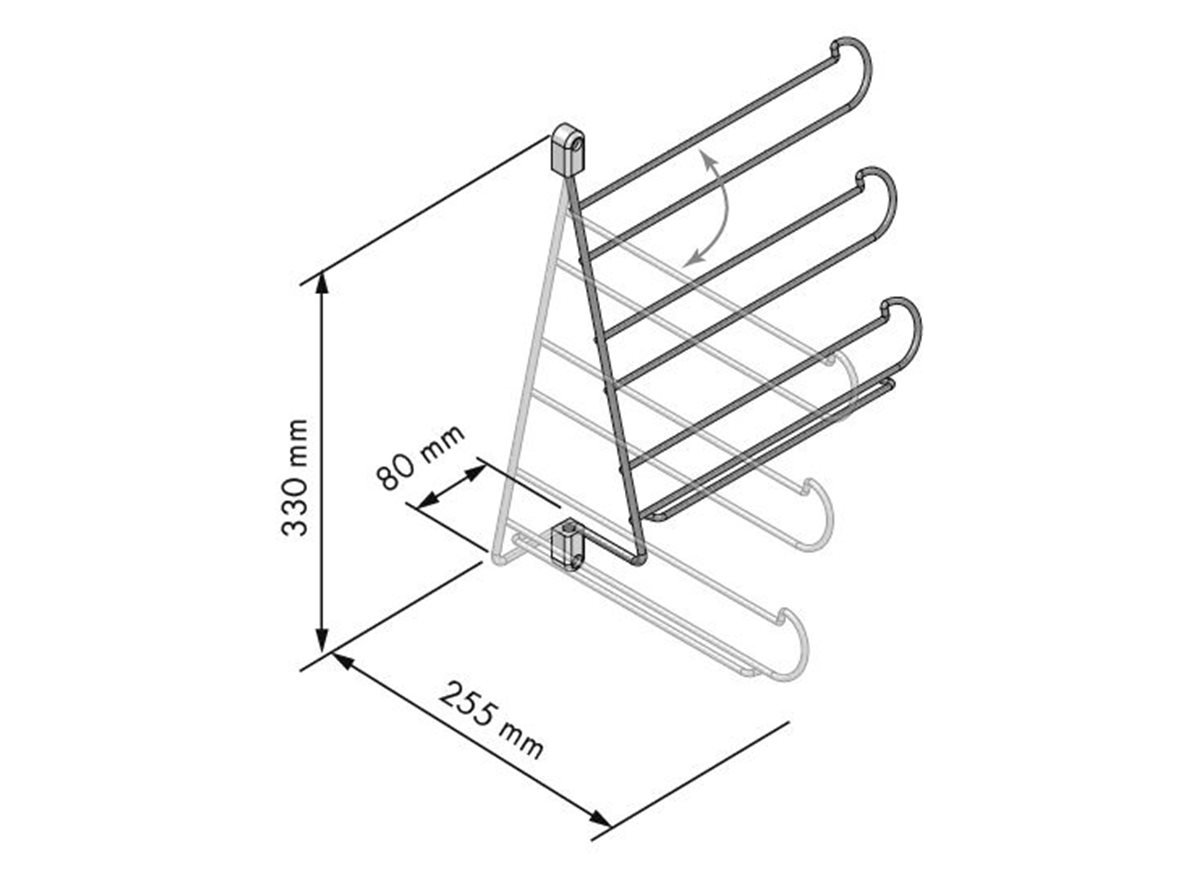 Swivel Tie and Belt Holder dimension guide