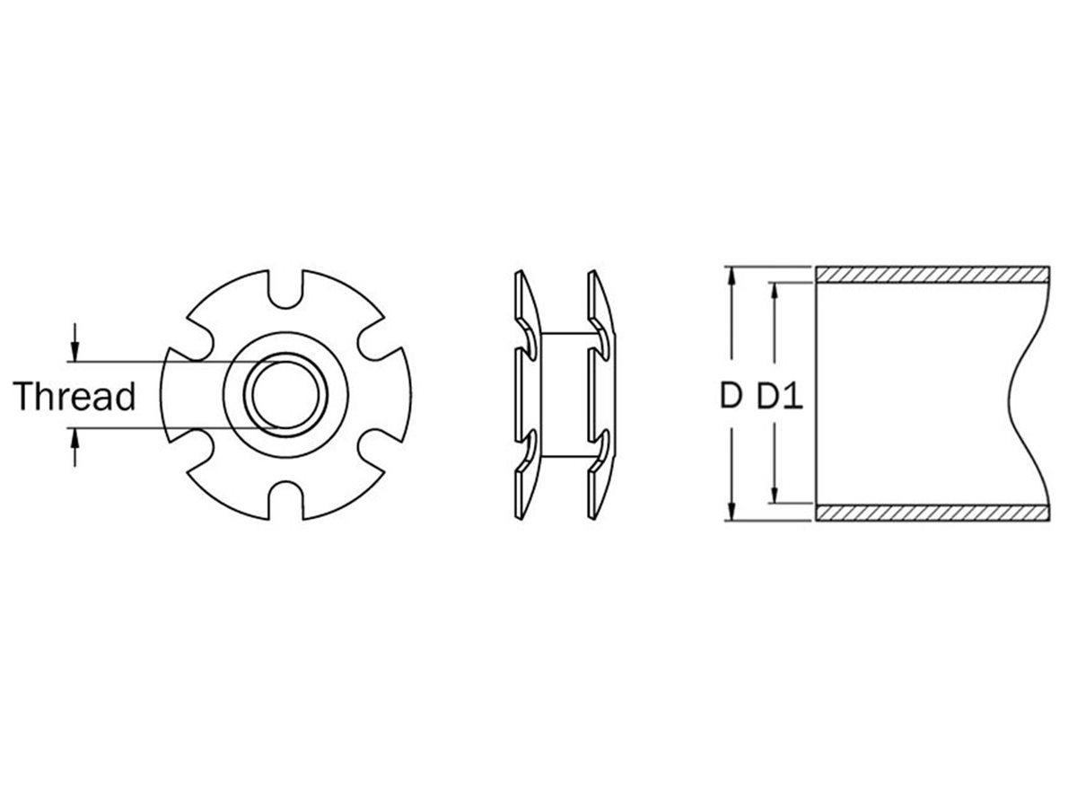 Tube Connector Nuts Technical Drawing