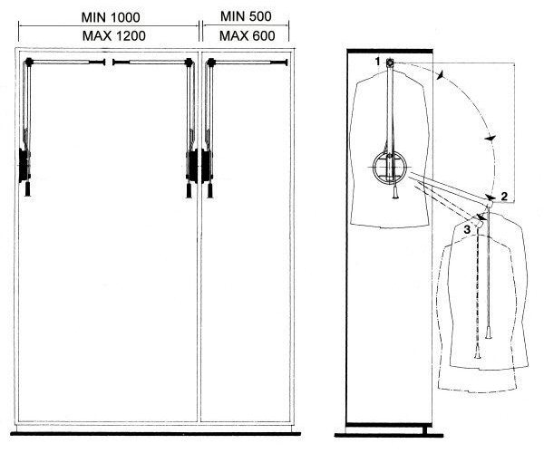 Wardrobe Lift and Pull Down Garment Rails - Flexi slide 2